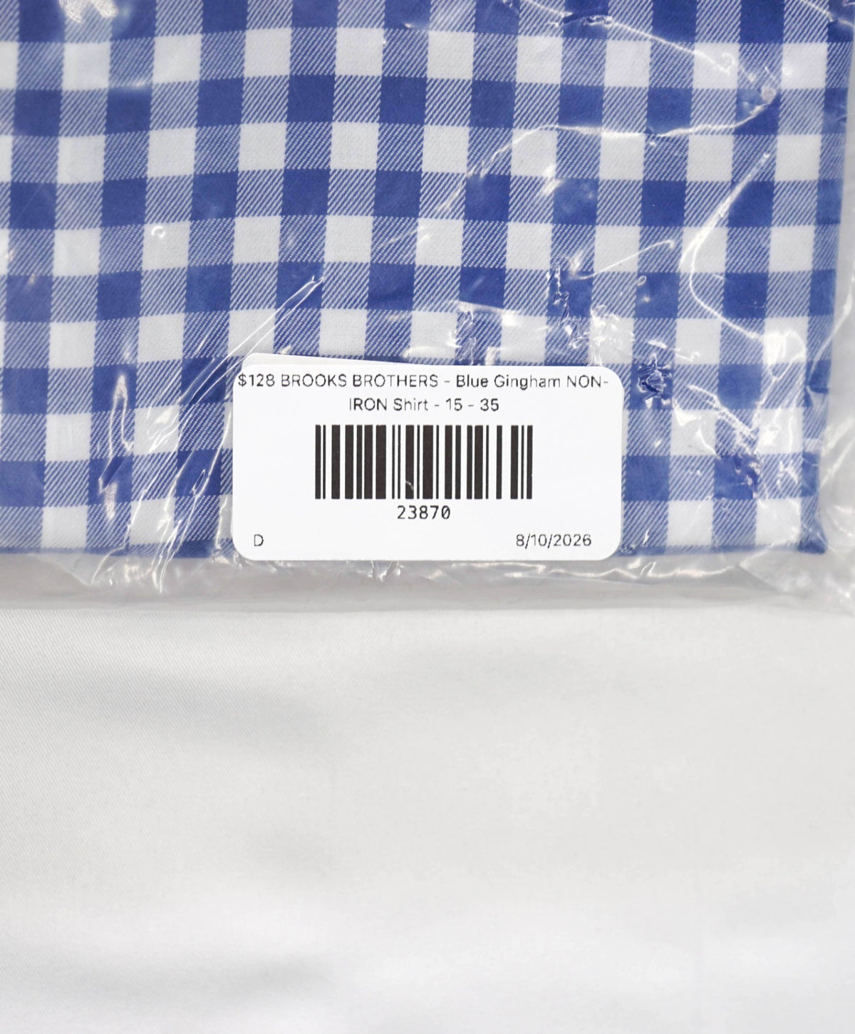 $128 BROOKS BROTHERS - Blue Gingham NON-IRON Shirt - 15 - 35