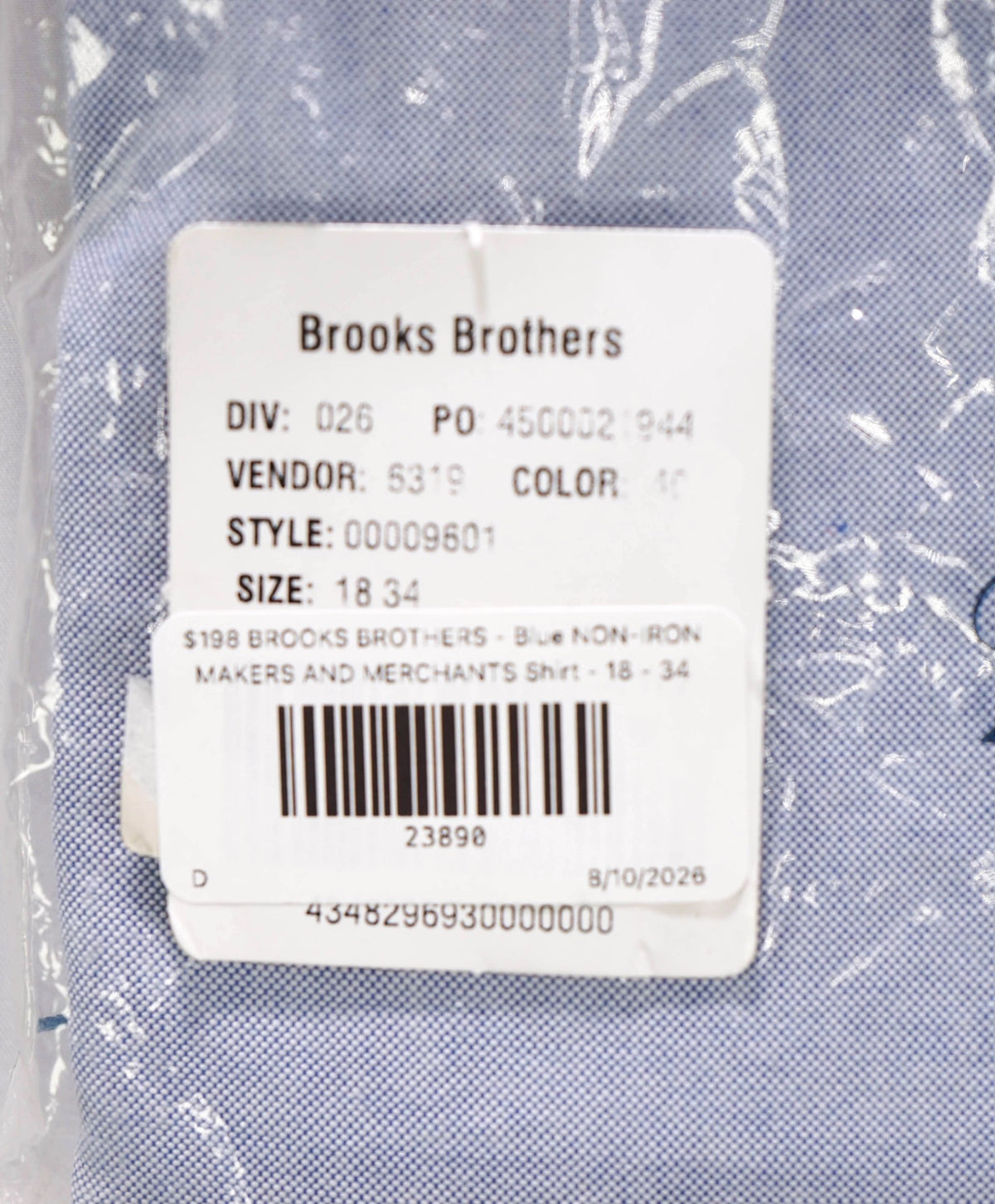 $198 BROOKS BROTHERS - Blue NON-IRON MAKERS & MERCHANTS Shirt - 18 - 34