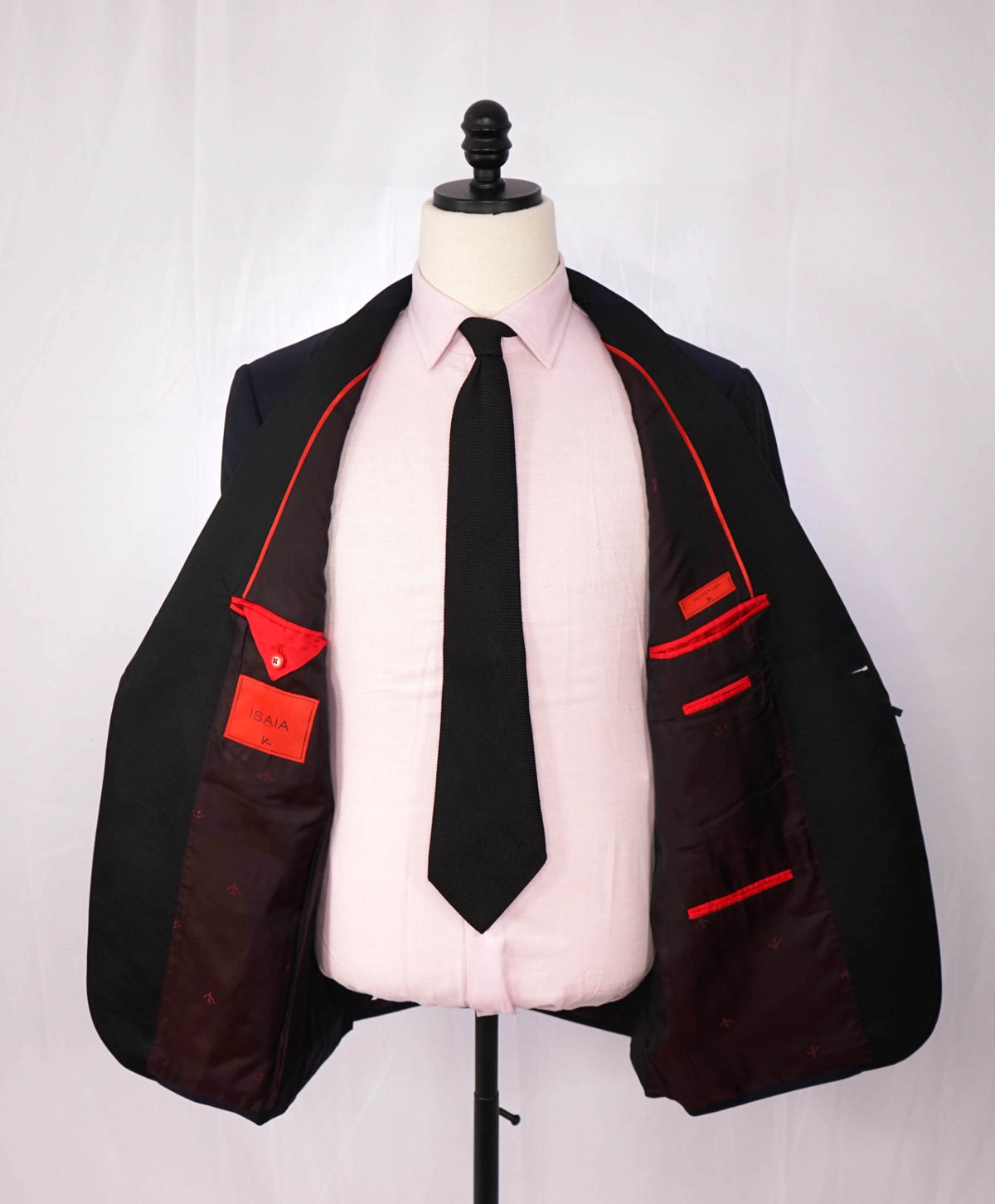 $4,595 ISAIA - "AQUASPIDER" PEAK LAPEL Navy Wool Tuxedo - 42R