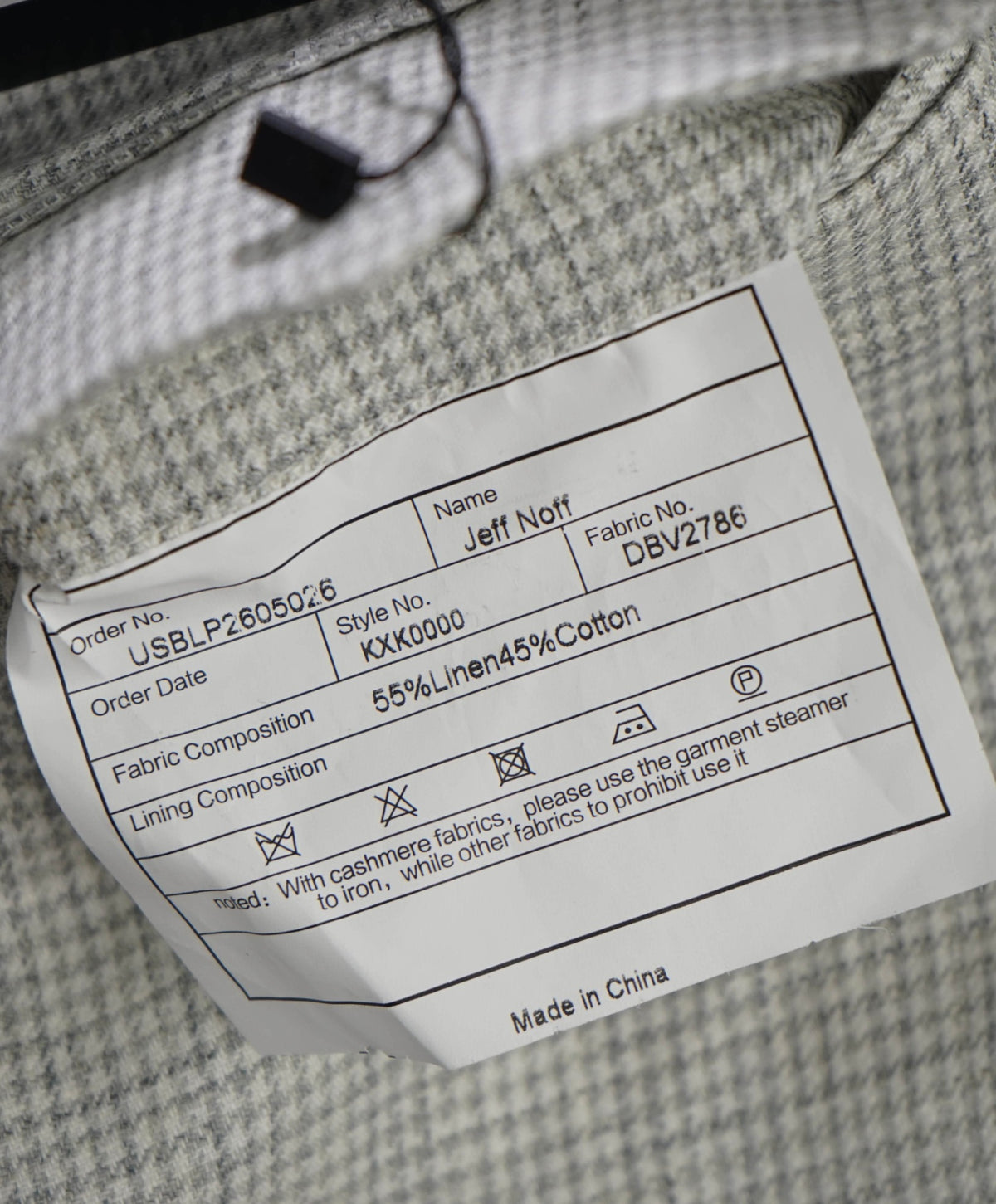 BACK LAWRENCE - Gray Houndstooth Linen/Cotton Tabs Pants - 38W
