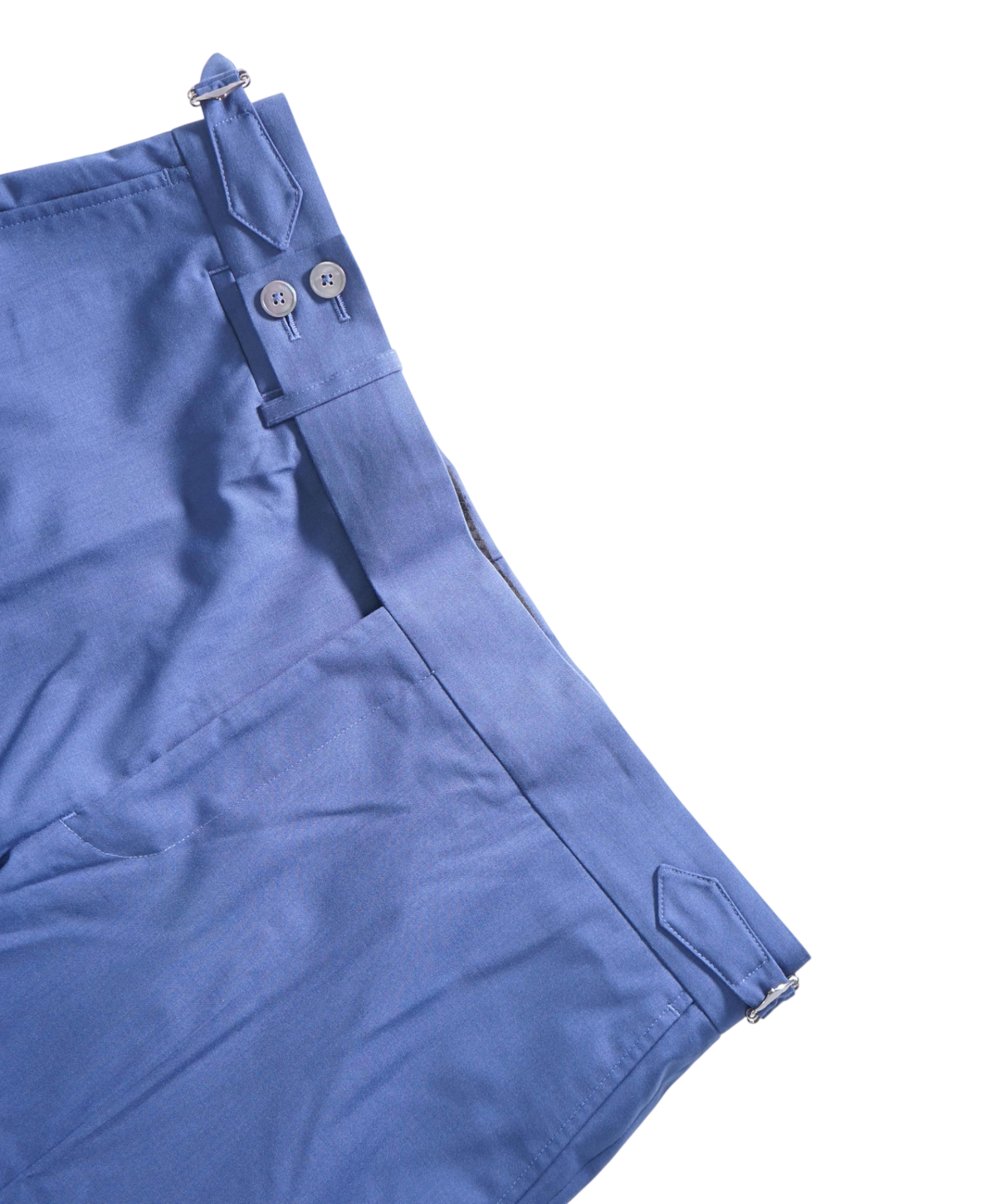 $495 BACK LAWRENCE - Blue Wool Side Tabs Pants - 37W