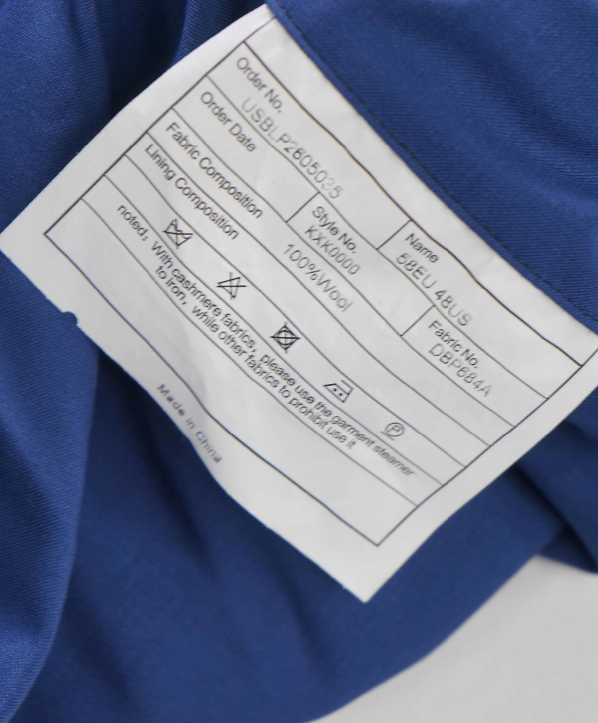 $495 BACK LAWRENCE - Blue Wool Side Tabs Pants - 40W