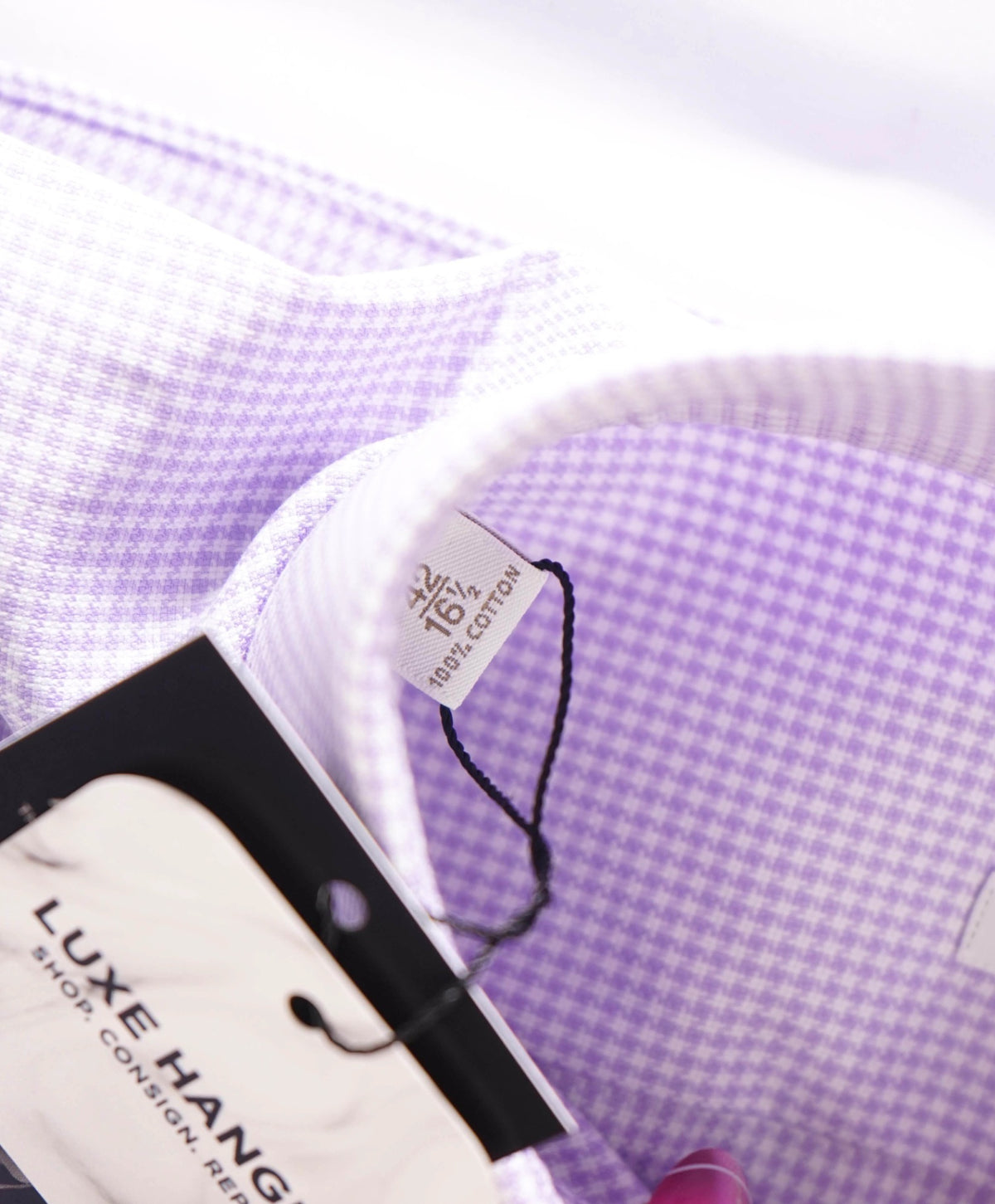 $795 BRIONI - Purple Micro Houndstooth Shirt - 16.5 - 42