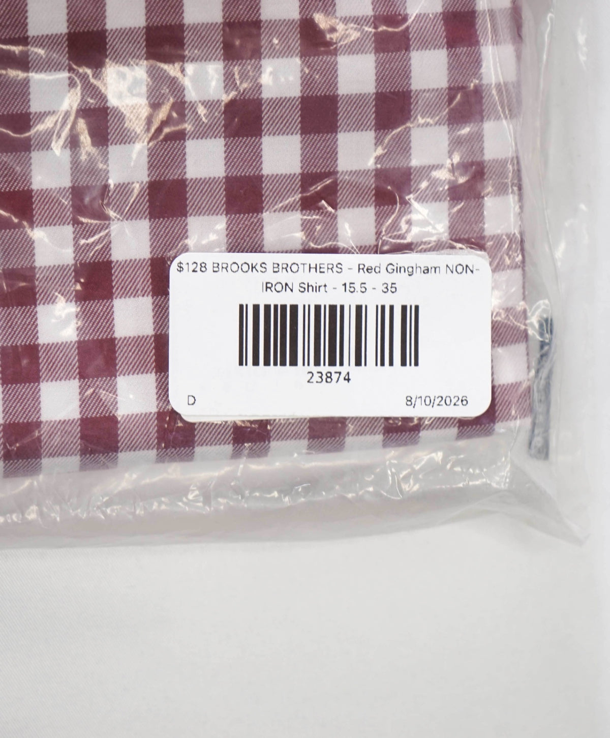 $128 BROOKS BROTHERS - Red Gingham NON-IRON Shirt - 15.5 - 35