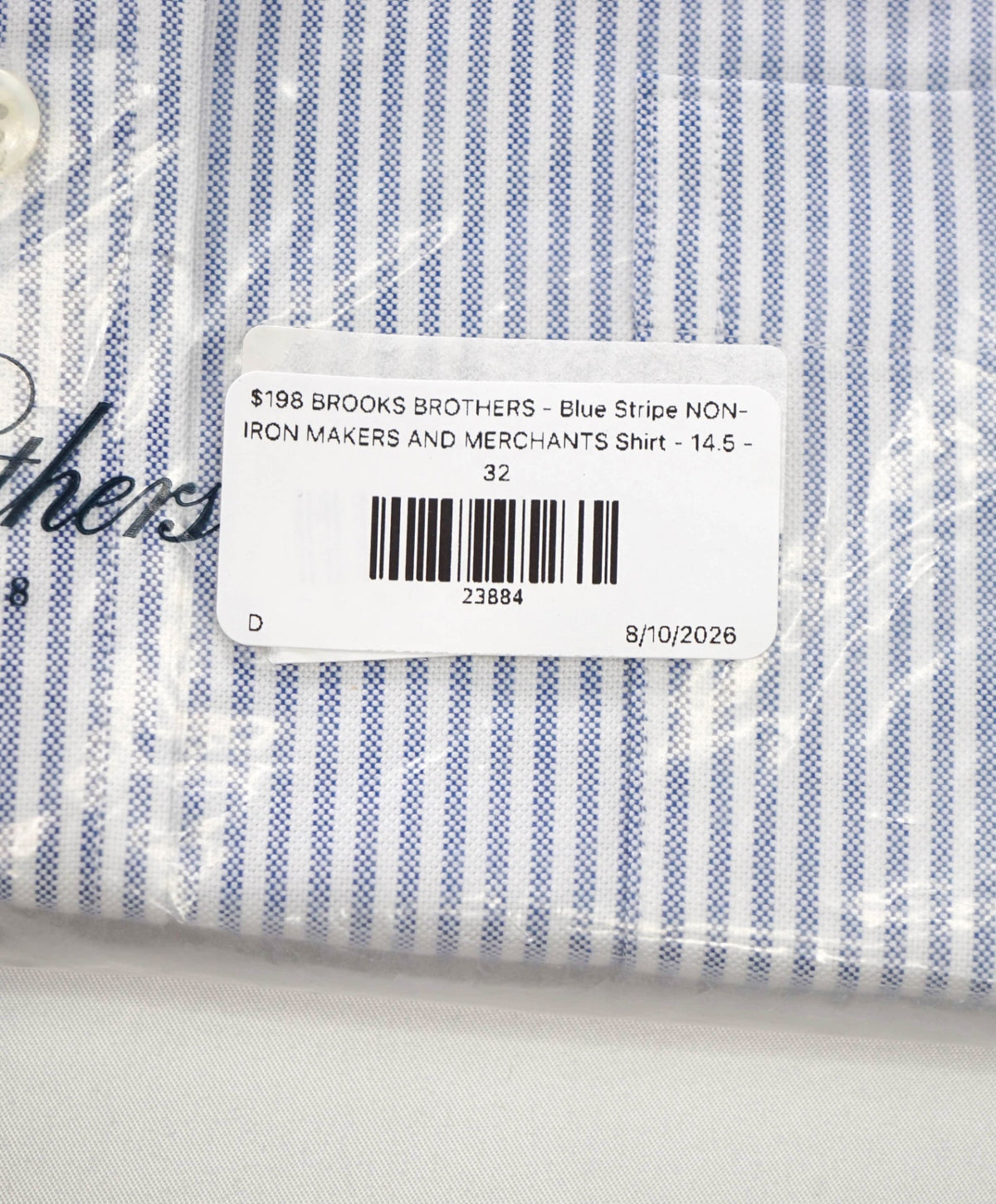 $198 BROOKS BROTHERS - Blue Stripe NON-IRON MAKERS & MERCHANTS Shirt - 14.5 - 32