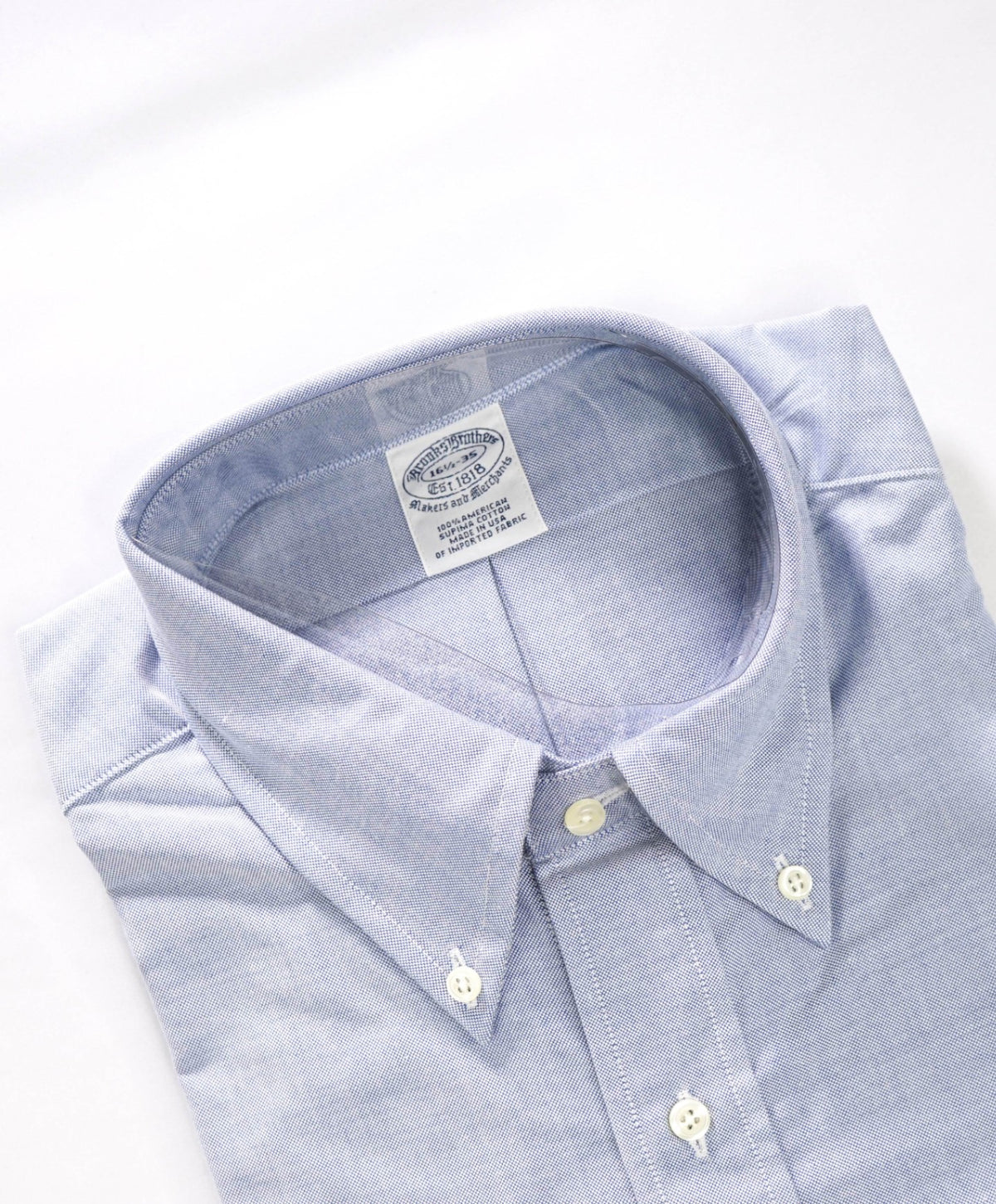 $198 BROOKS BROTHERS - Blue NON-IRON MAKERS & MERCHANTS Shirt - 16.5 - 35
