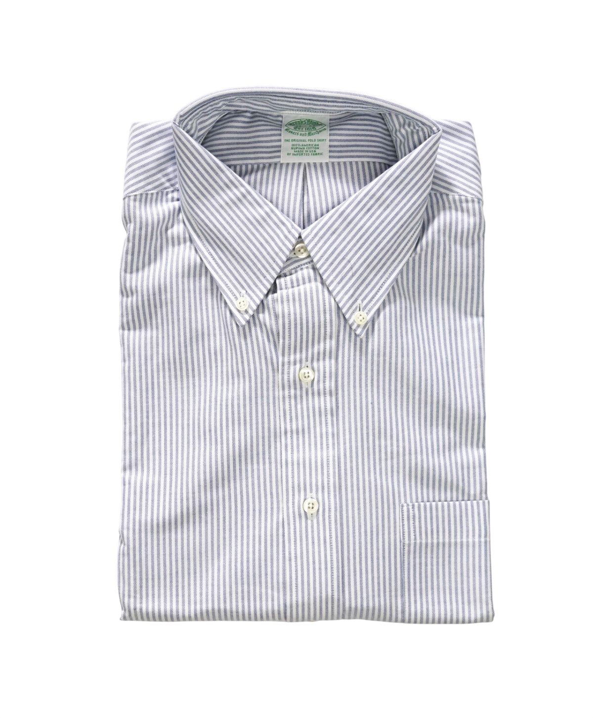 $198 BROOKS BROTHERS - Blue Stripe NON-IRON MAKERS & MERCHANTS Shirt - 16.5 - 34