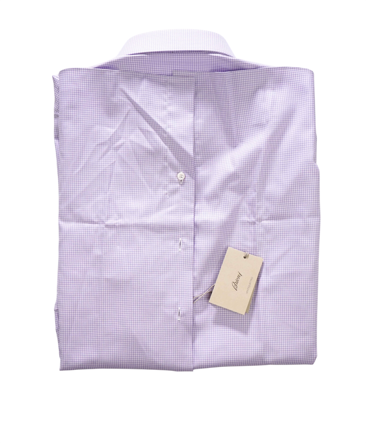 $795 BRIONI - Purple Micro Houndstooth Shirt - 16.5 - 42