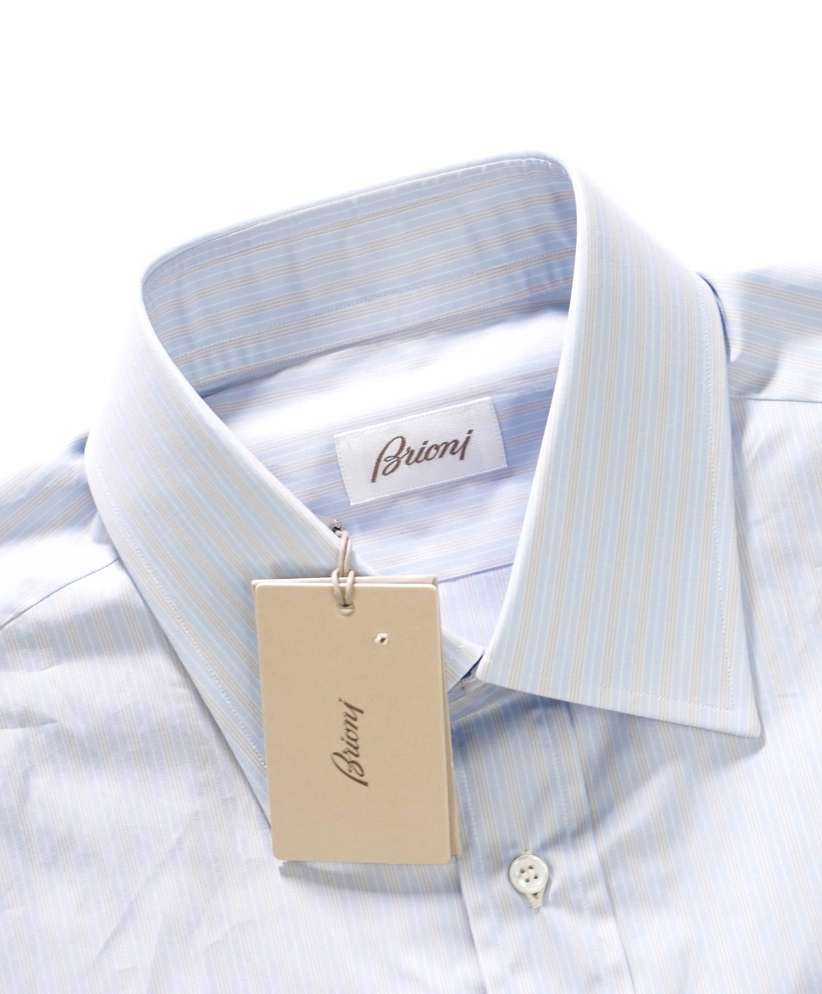 $795 BRIONI - Blue/Gray Stripe Shirt - 16.5 - 42