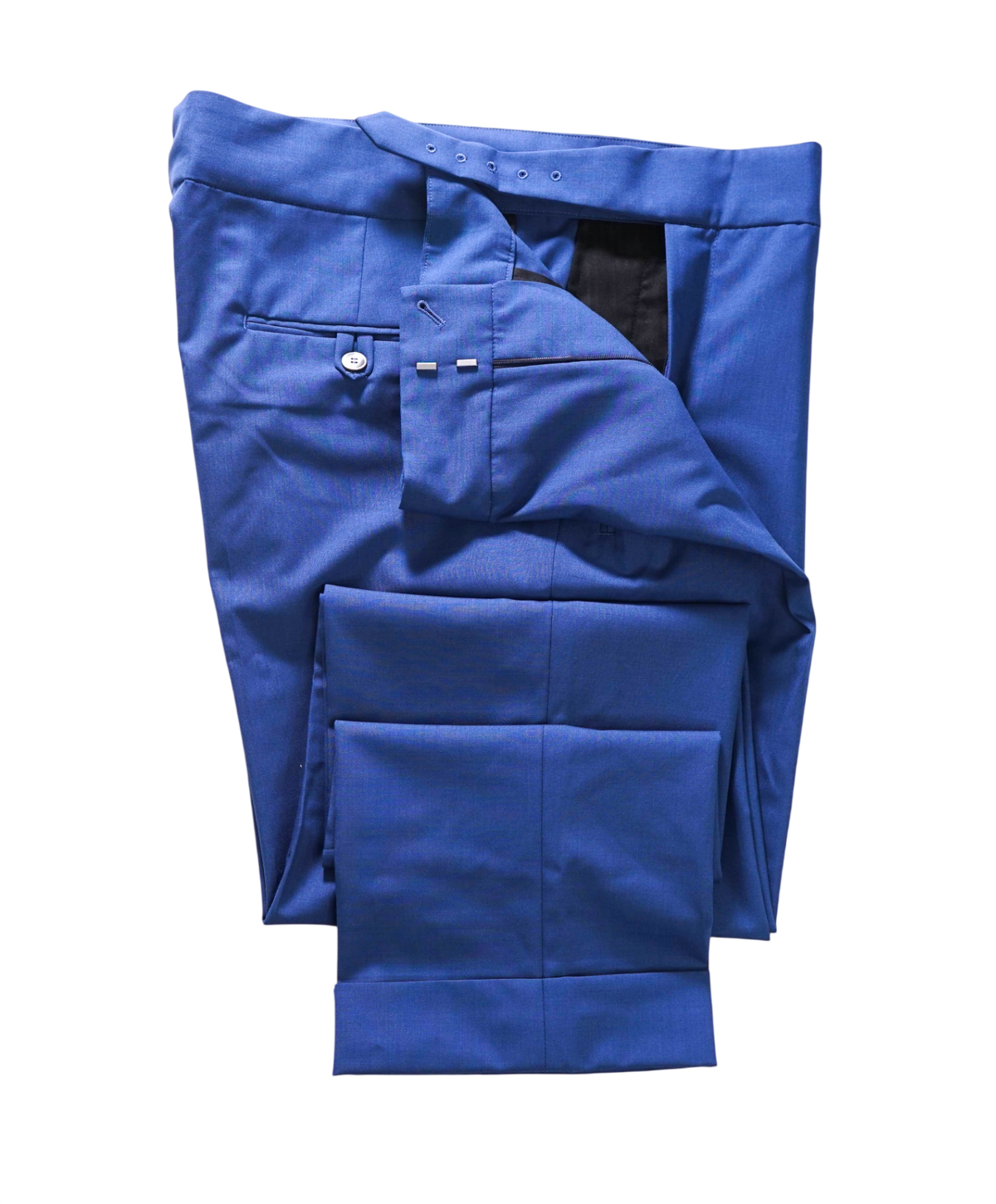 $495 BACK LAWRENCE - Blue Wool NEOPOLITAN BELTED Pants - 40W
