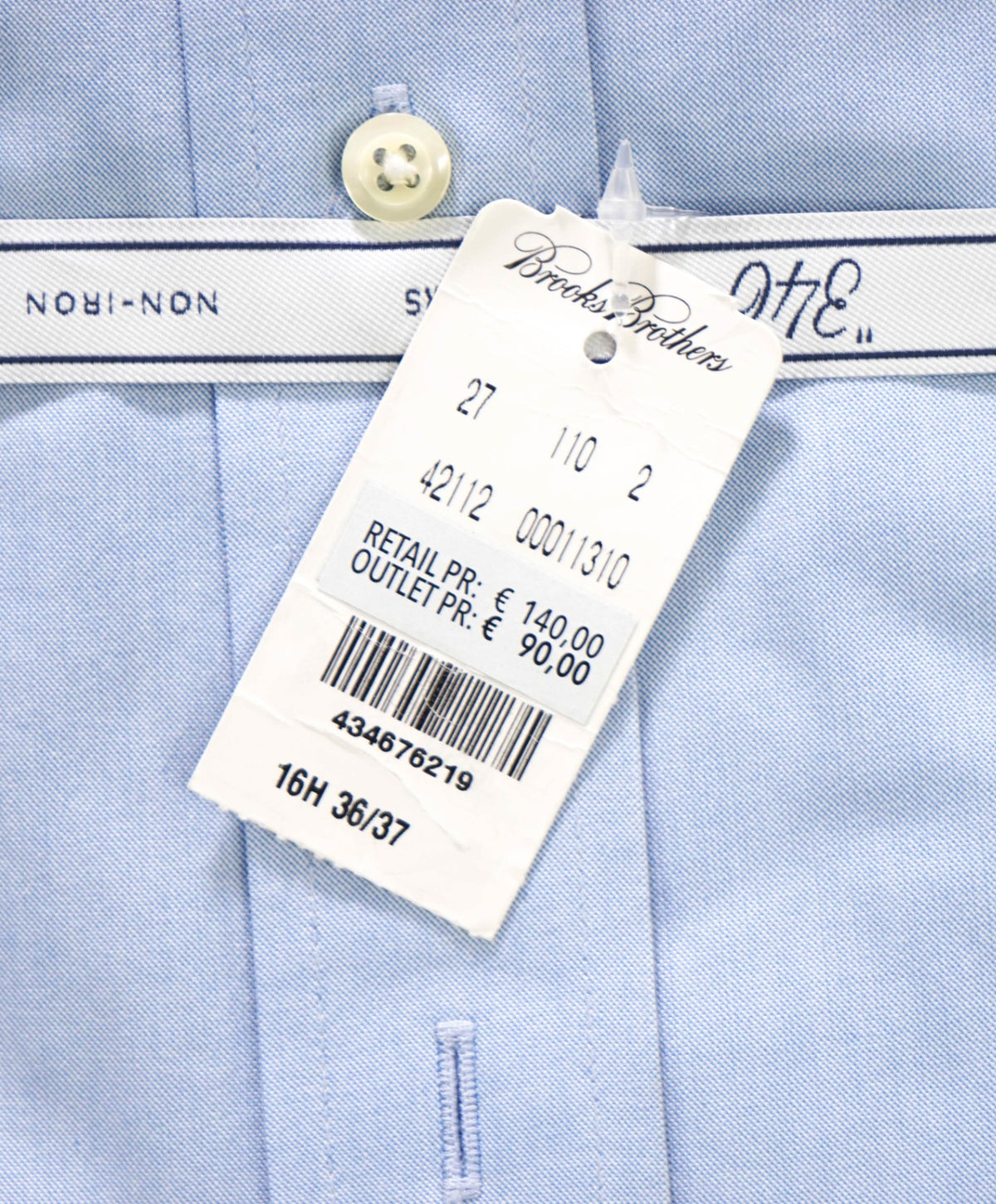 $128 BROOKS BROTHERS - Gray Stripe NON-IRON "364" EXTRA SLIM FIT Shirt - 14.5 - 32/33