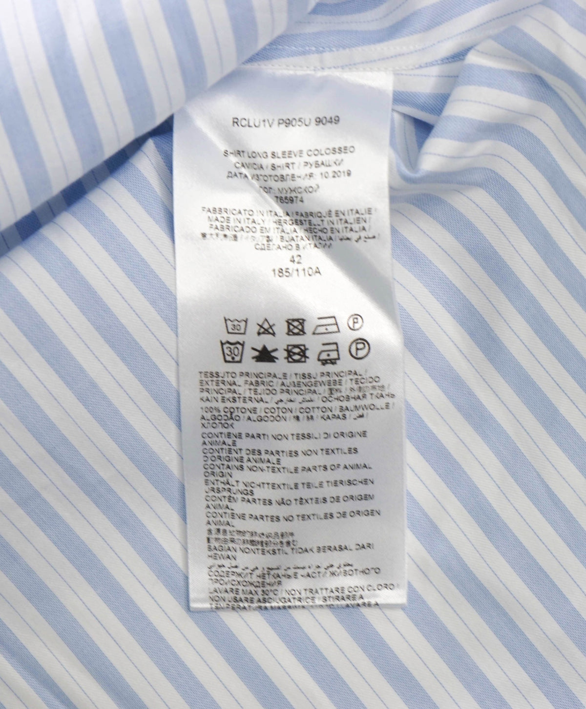 $795 BRIONI - Blue Stripe Shirt - 16.5 - 42