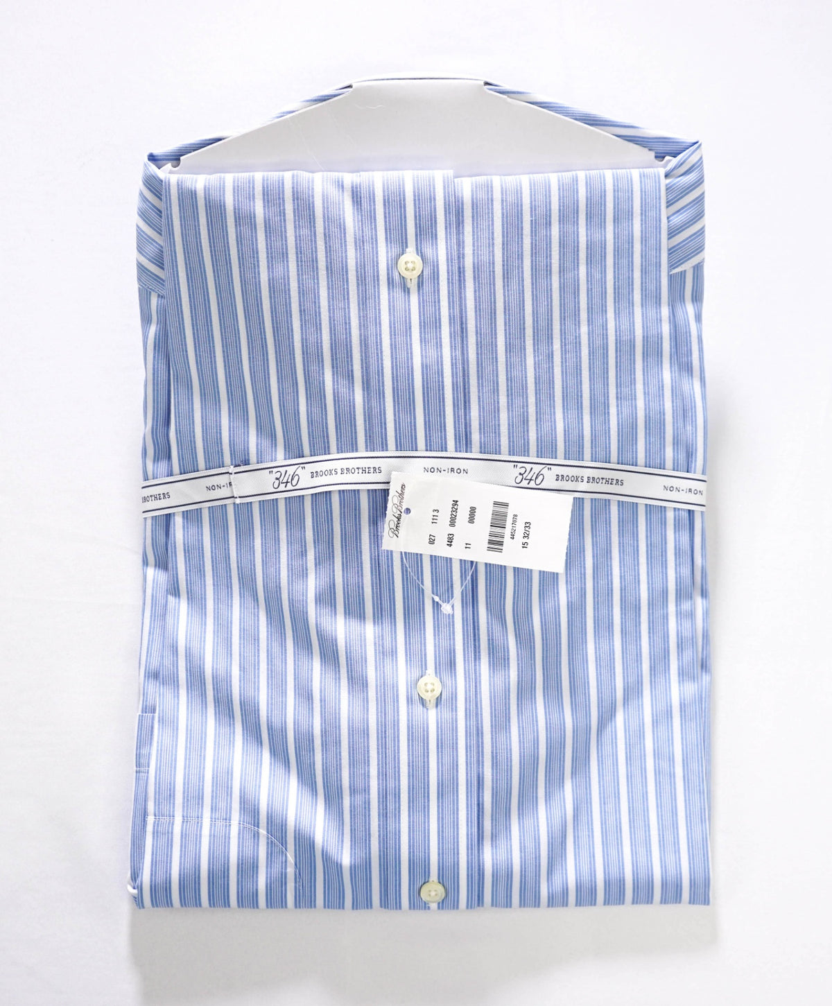 $128 BROOKS BROTHERS - Blue Stripe NON-IRON "364" SLIM FIT Shirt - 15 - 32/33