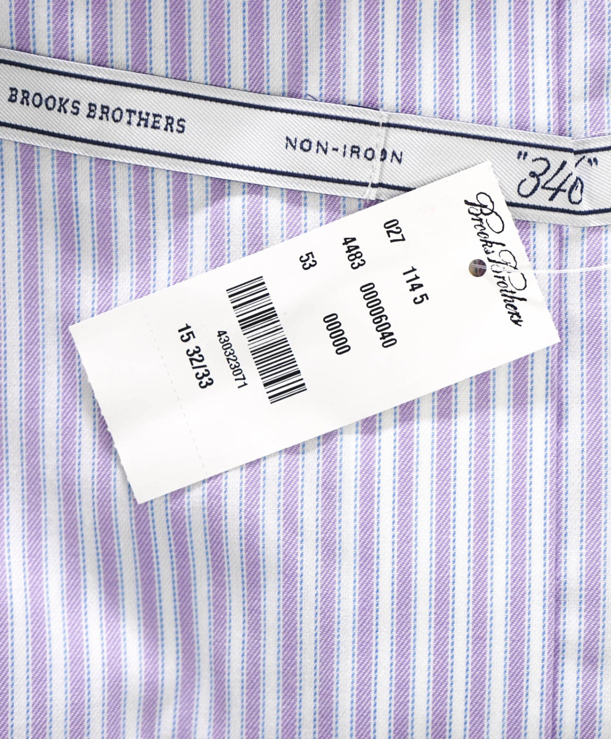 $128 BROOKS BROTHERS - Purple/Blue Stripe NON-IRON "364" SLIM FIT Shirt - 15 - 32/33
