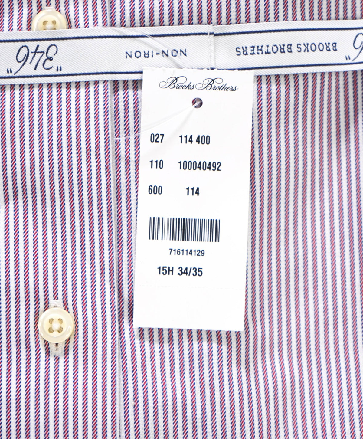 $128 BROOKS BROTHERS - Red/Navy NON-IRON "364" SLIM FIT Shirt - 15.5 - 32/33