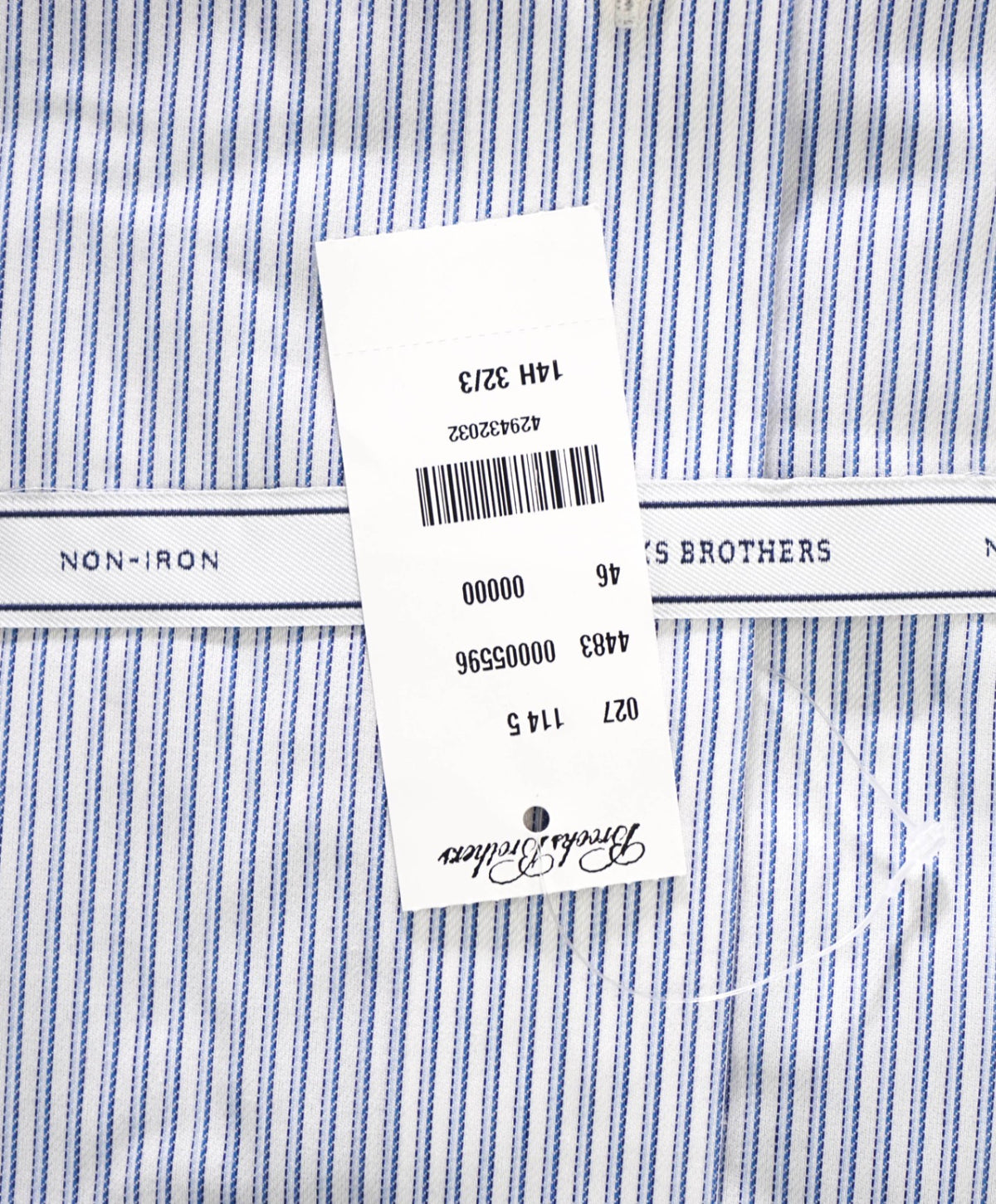 $128 BROOKS BROTHERS - Blue Stripe NON-IRON "364" SLIM FIT Shirt - 14.5 - 32/33