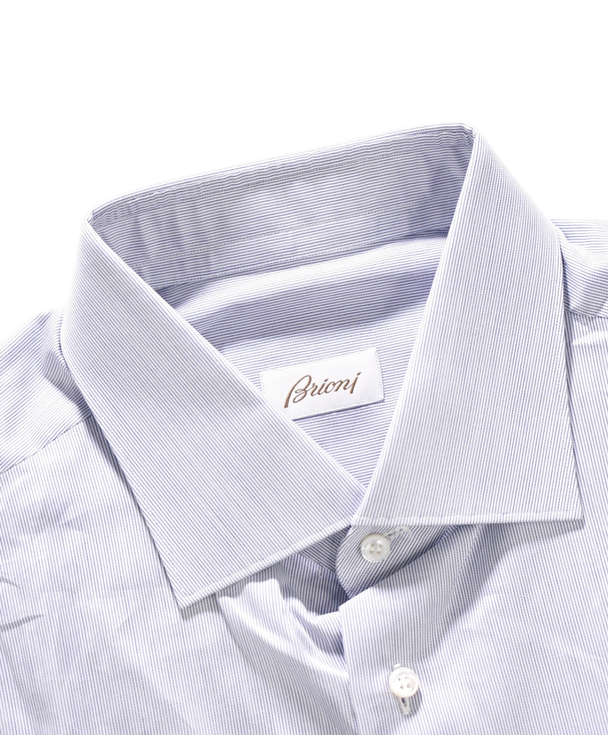 $795 BRIONI - Blue Micro Stripe Shirt - 17.5 - 44