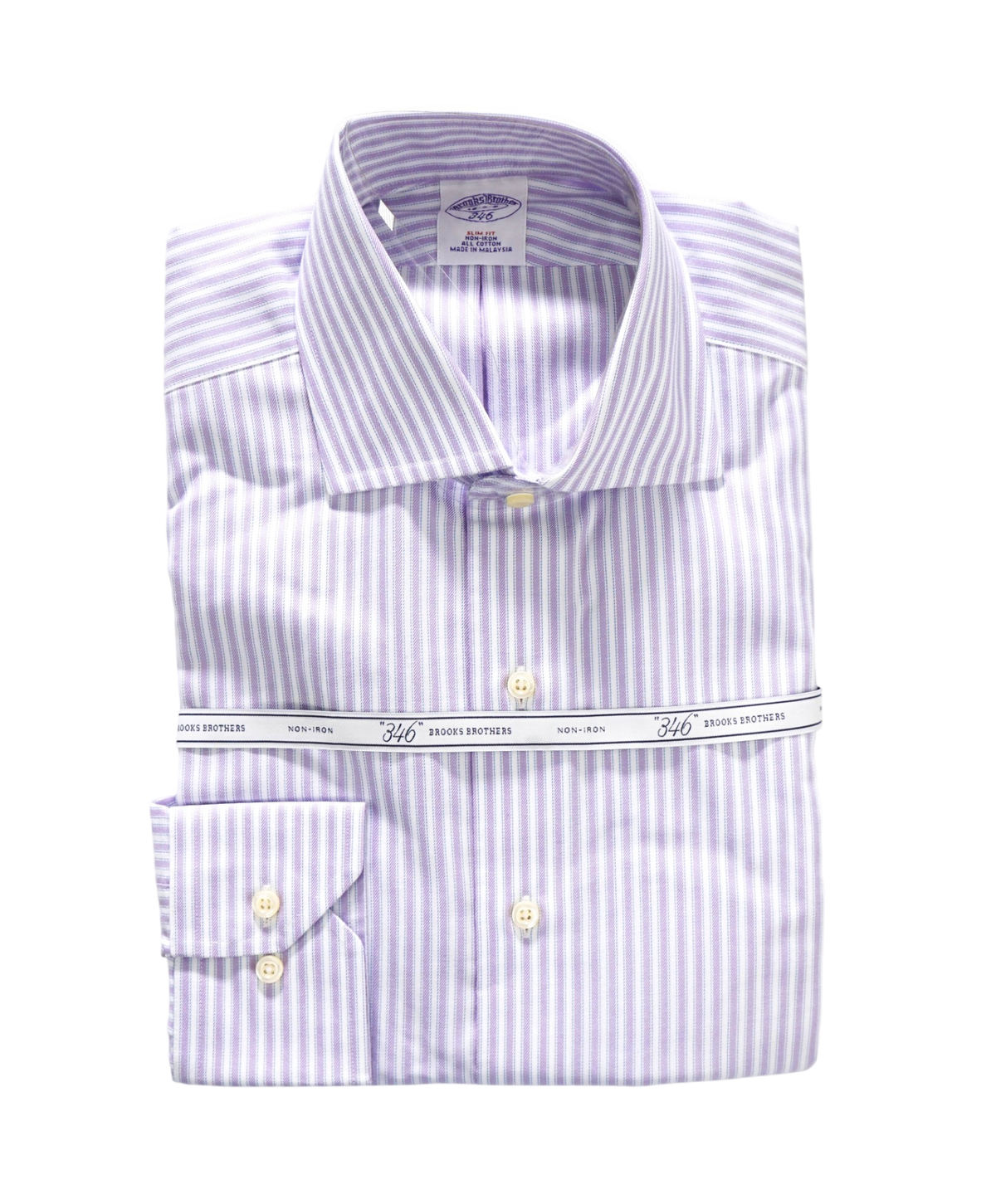 $128 BROOKS BROTHERS - Purple/Blue Stripe NON-IRON "364" SLIM FIT Shirt - 15 - 32/33