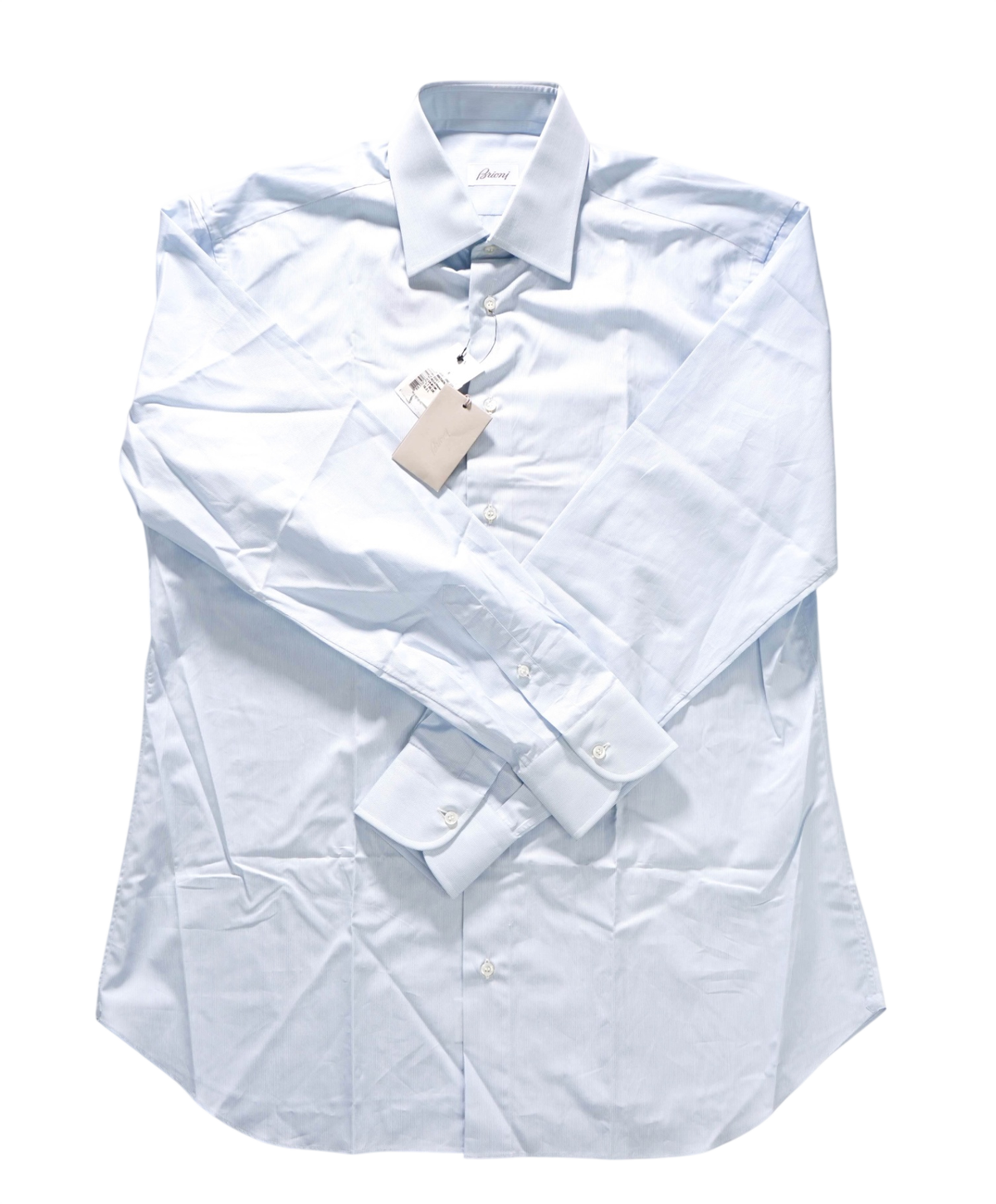 $795 BRIONI - Blue Micro Stripe Shirt - 16.5 - 42