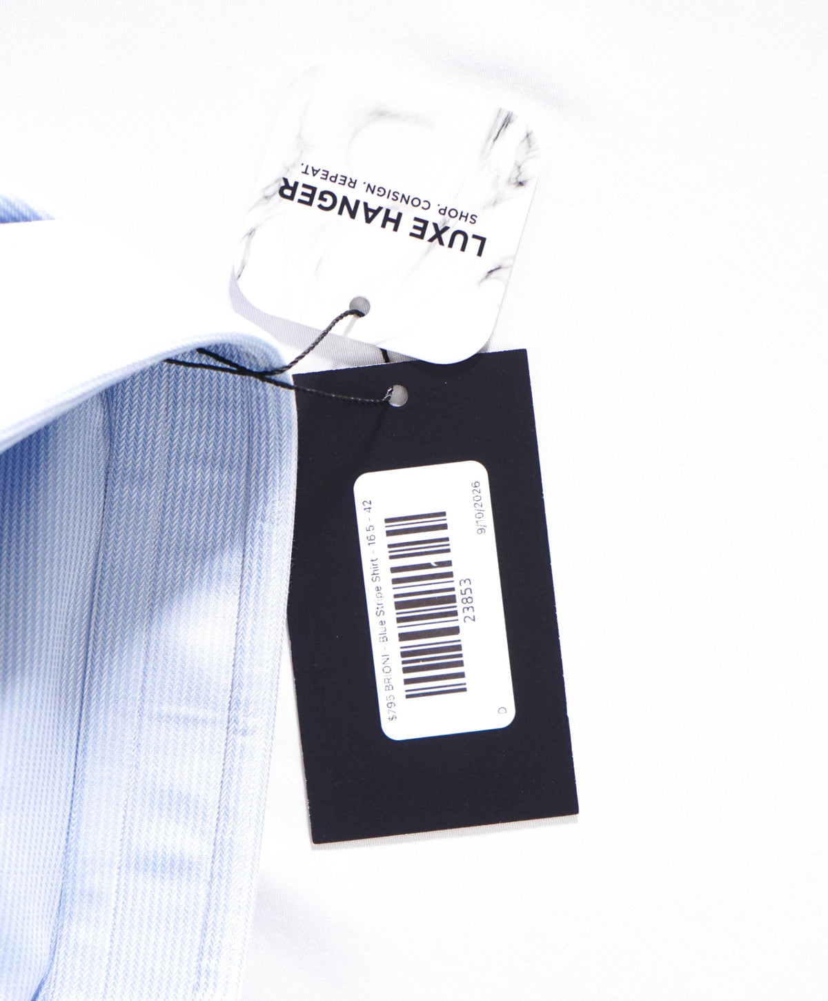 $795 BRIONI - Blue Stripe Shirt - 16.5 - 42
