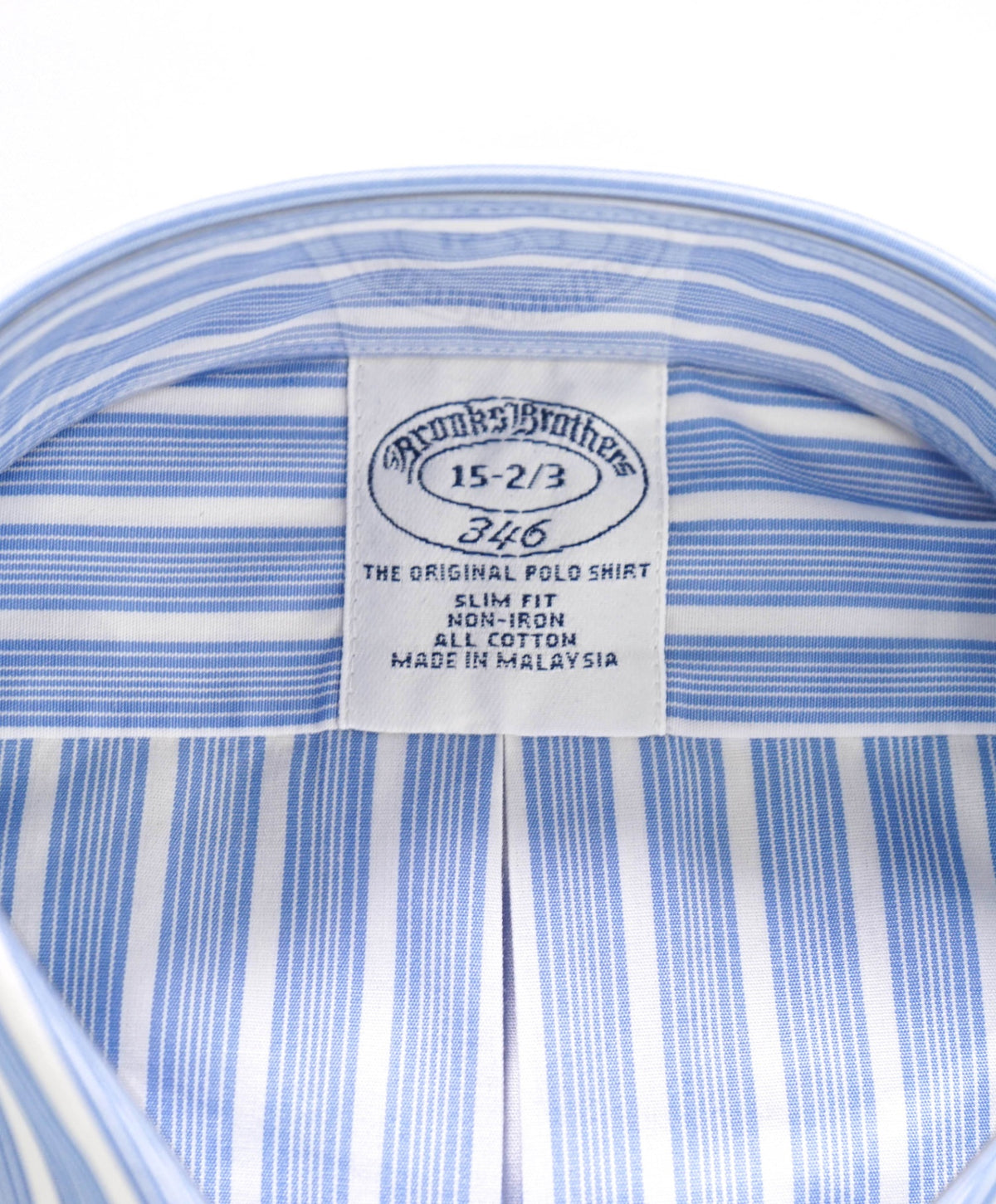 $128 BROOKS BROTHERS - Blue Stripe NON-IRON "364" SLIM FIT Shirt - 15 - 32/33