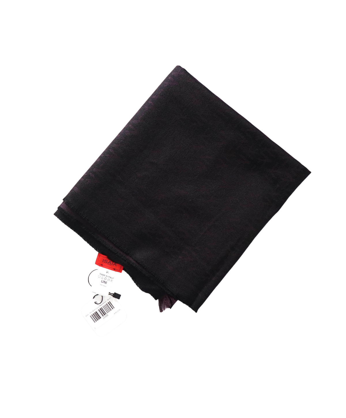 $950 ISAIA - Plum/Black CORAL TONAL LOGO Wool Scarf - 19"x71"