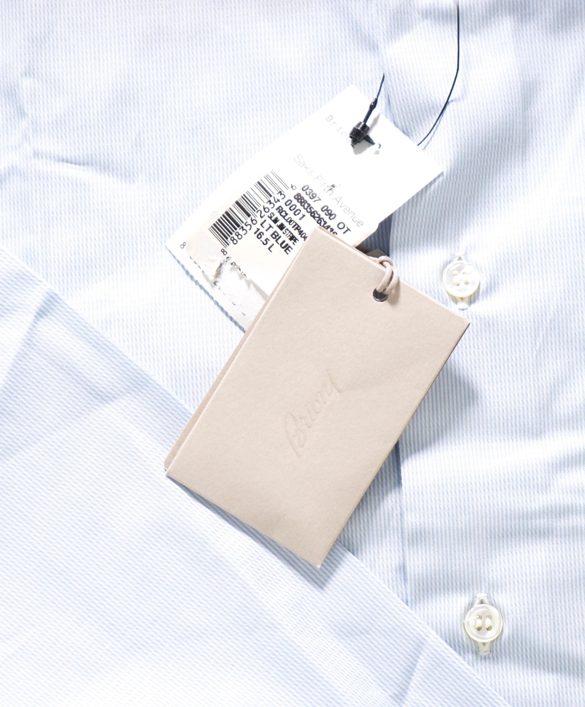 $795 BRIONI - Blue Micro Stripe Shirt - 16.5 - 42