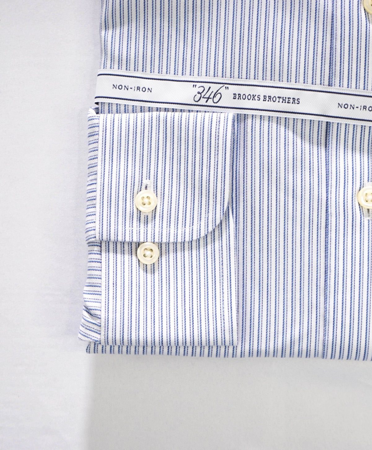 $128 BROOKS BROTHERS - Blue Stripe NON-IRON "364" SLIM FIT Shirt - 14.5 - 32/33
