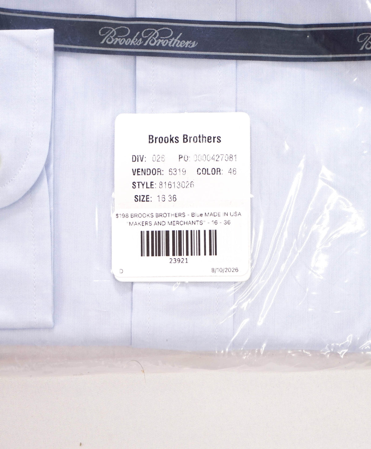 $198 BROOKS BROTHERS - Blue WOVEN IN ITALY Egyptian Cotton Shirt - 16 - 36