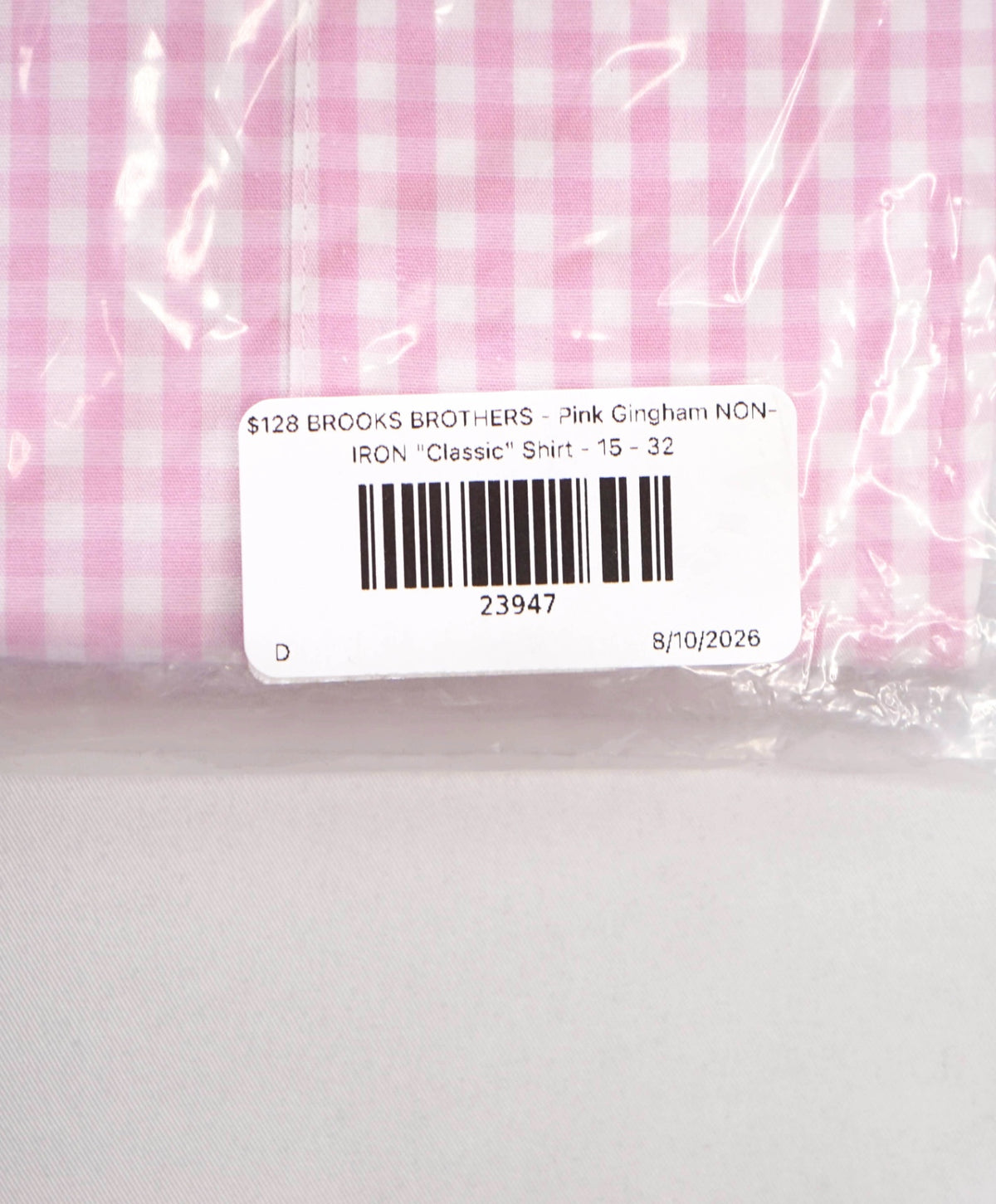 $128 BROOKS BROTHERS - Pink Gingham NON-IRON "Classic" Shirt - 15 - 32