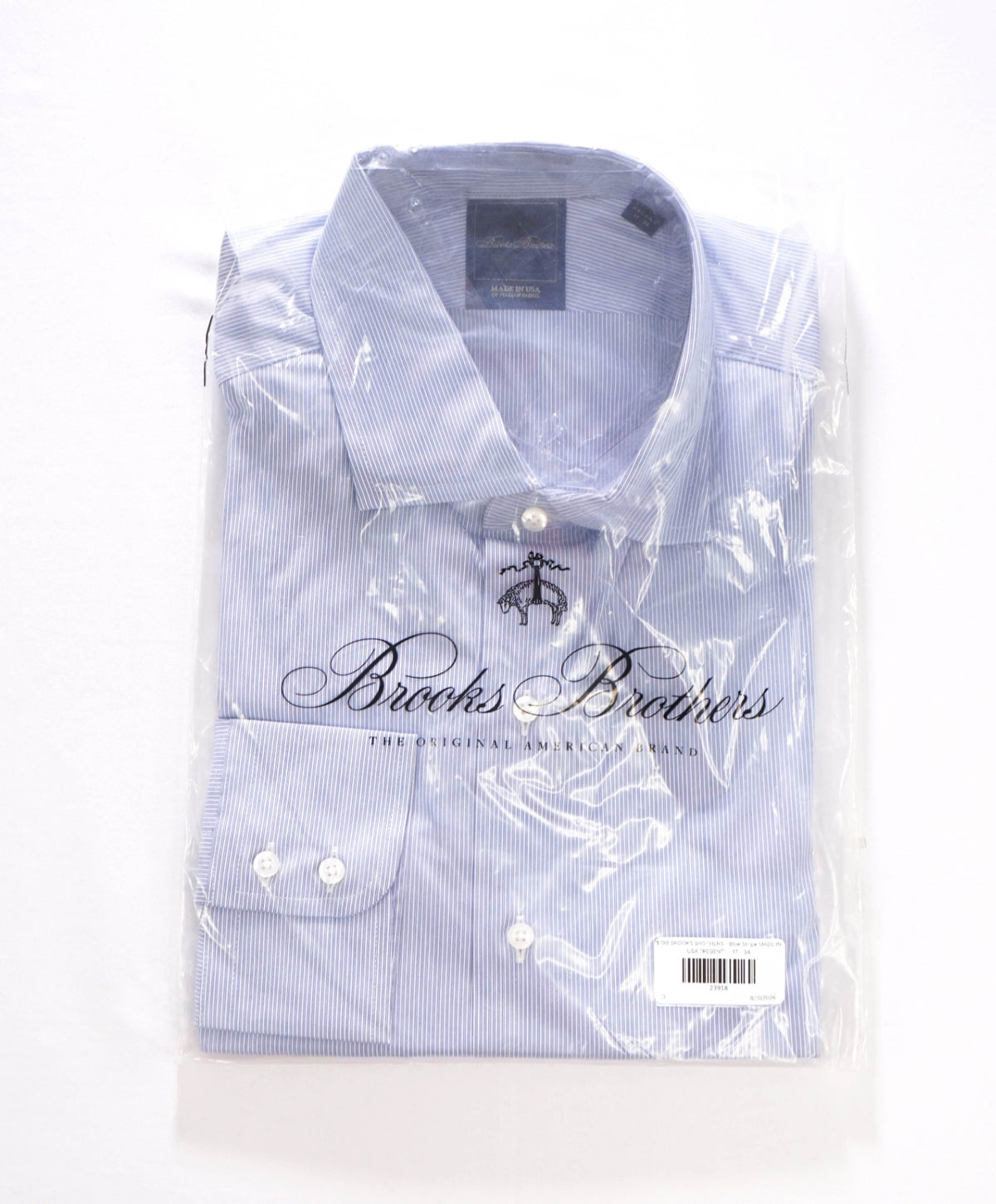 $198 BROOKS BROTHERS - Blue Stripe MADE IN USA "REGENT" Shirt - 17 - 34