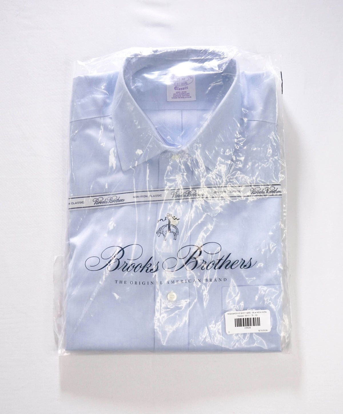 $128 BROOKS BROTHERS - Blue NON-IRON "Classic" Shirt - 15 - 32