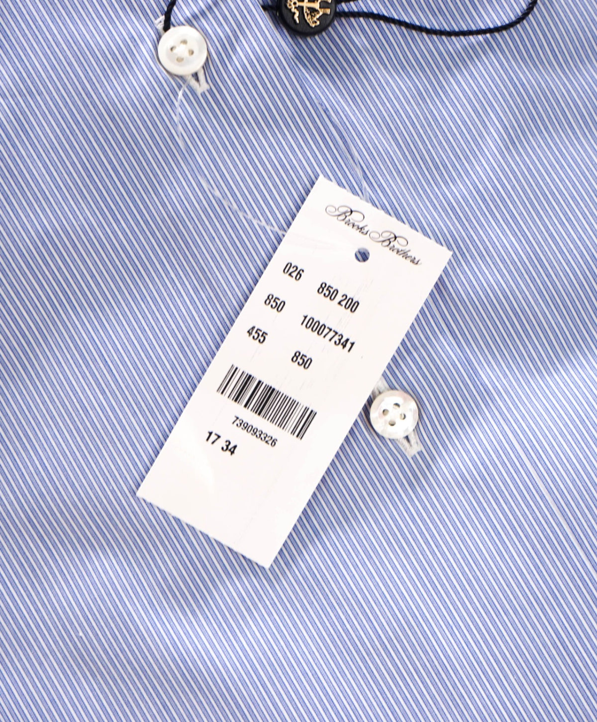 $198 BROOKS BROTHERS - Blue Stripe MADE IN USA "REGENT" Shirt - 17 - 34