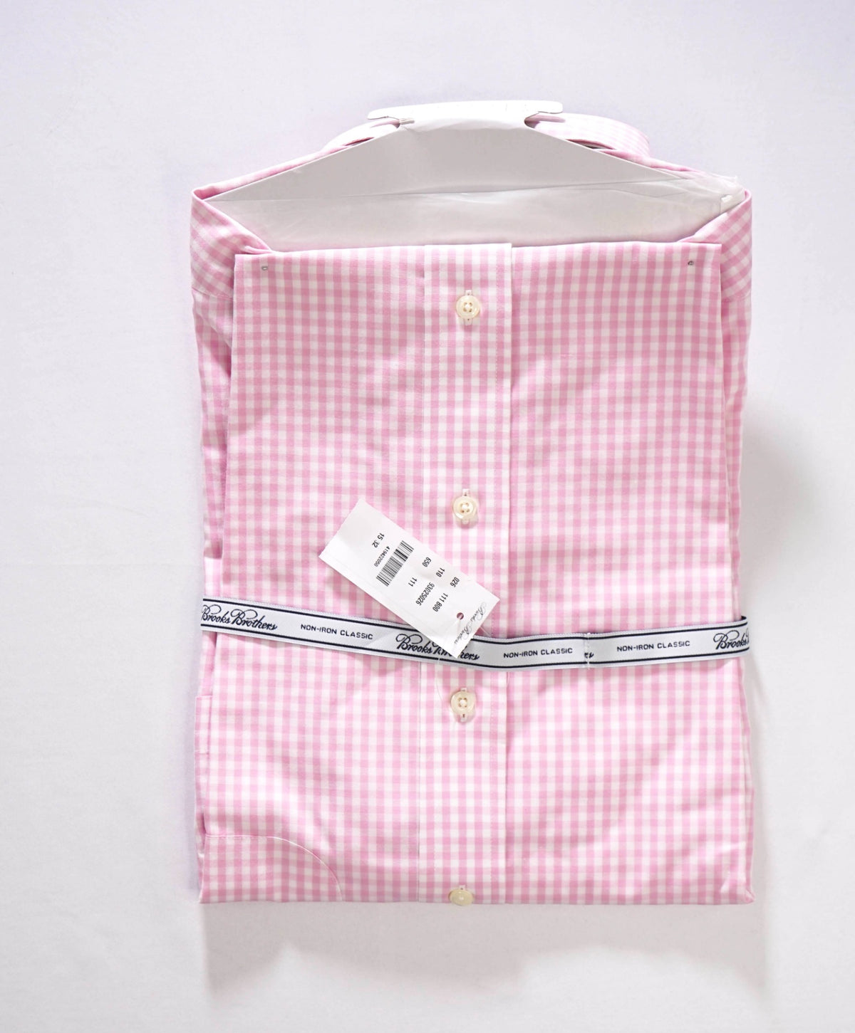 $128 BROOKS BROTHERS - Pink Gingham NON-IRON "Classic" Shirt - 15 - 32