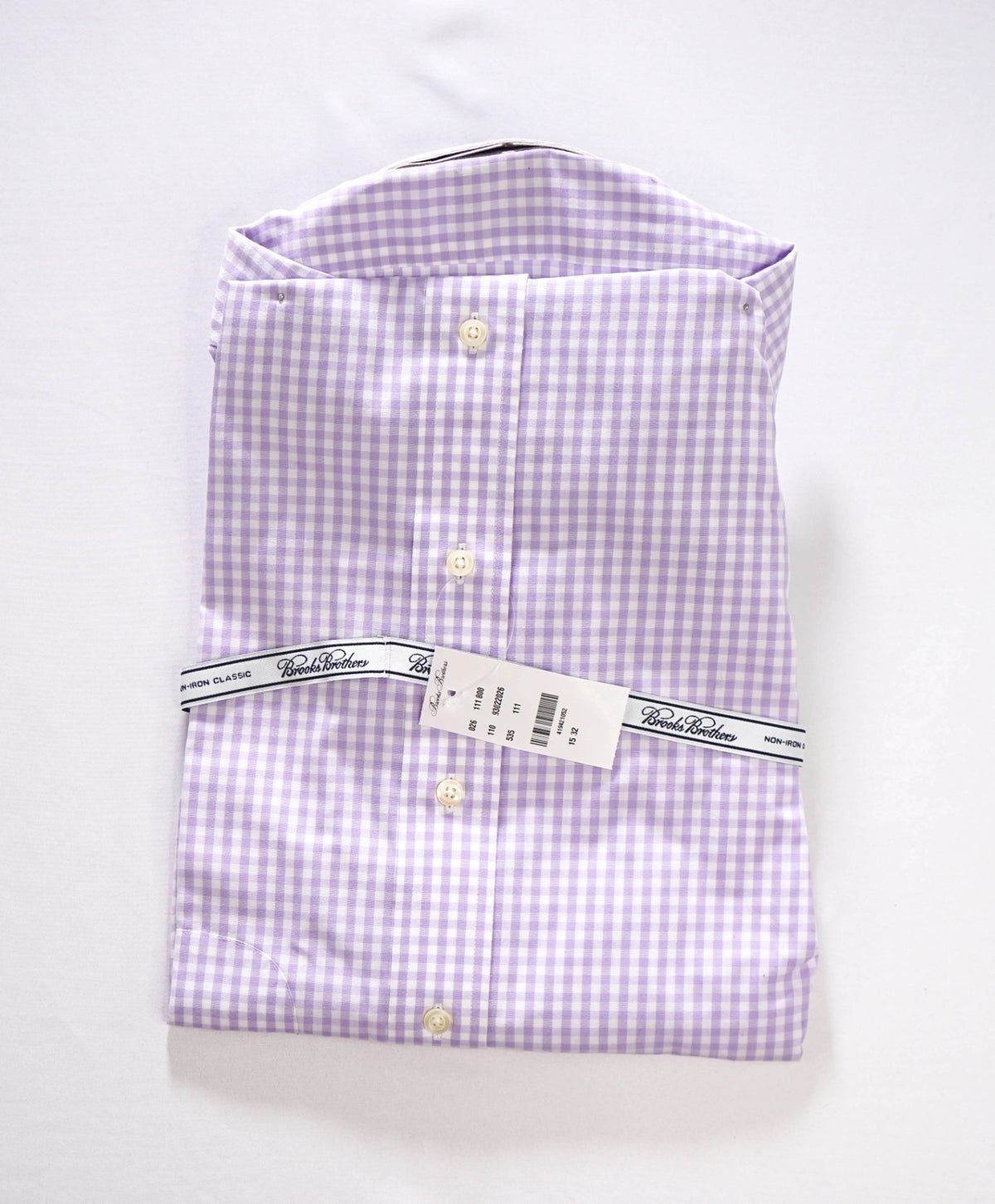 $128 BROOKS BROTHERS - Purple Gingham NON-IRON "Classic" Shirt - 15 - 32