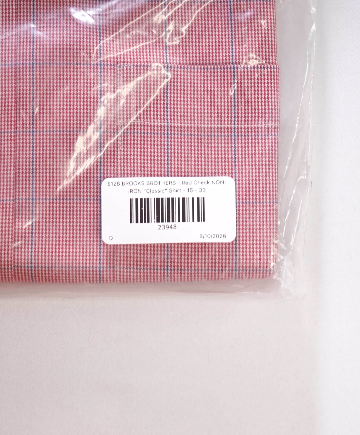 $128 BROOKS BROTHERS - Red Check NON-IRON "Classic" Shirt - 15 - 33
