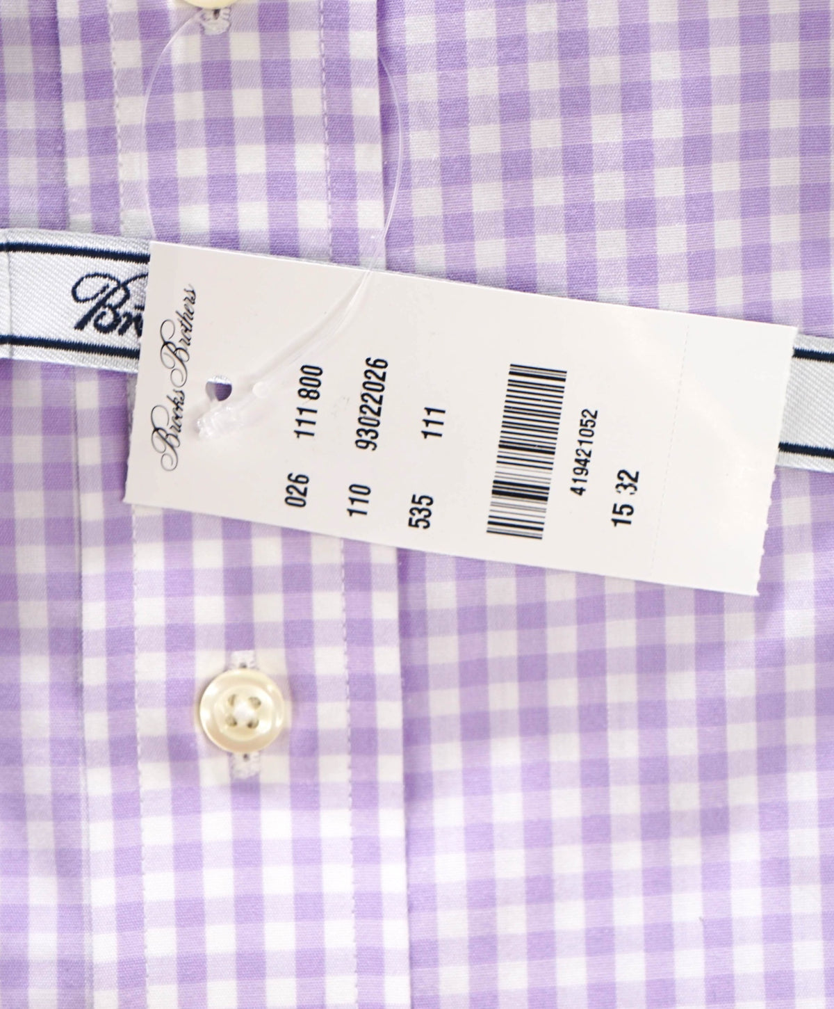 $128 BROOKS BROTHERS - Purple Gingham NON-IRON "Classic" Shirt - 15 - 32
