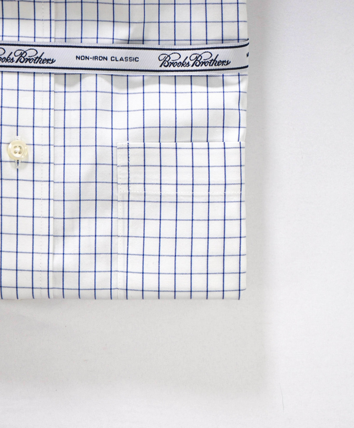 $128 BROOKS BROTHERS - Blue Check NON-IRON "Classic" Shirt - 14.5 - 32