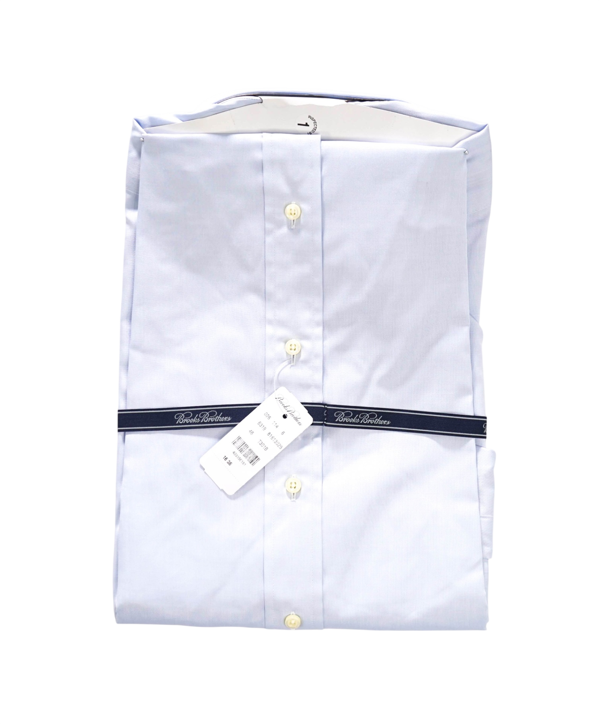 $198 BROOKS BROTHERS - Blue WOVEN IN ITALY Egyptian Cotton Shirt - 16 - 36