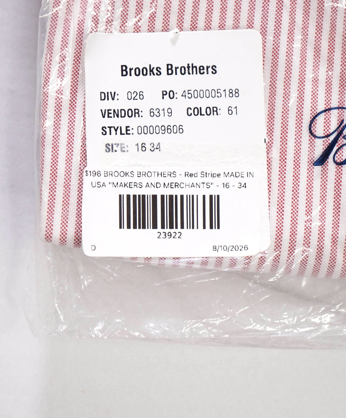 $198 BROOKS BROTHERS - Red Stripe MADE IN USA "MAKERS AND MERCHANTS" Shirt - 16 - 34
