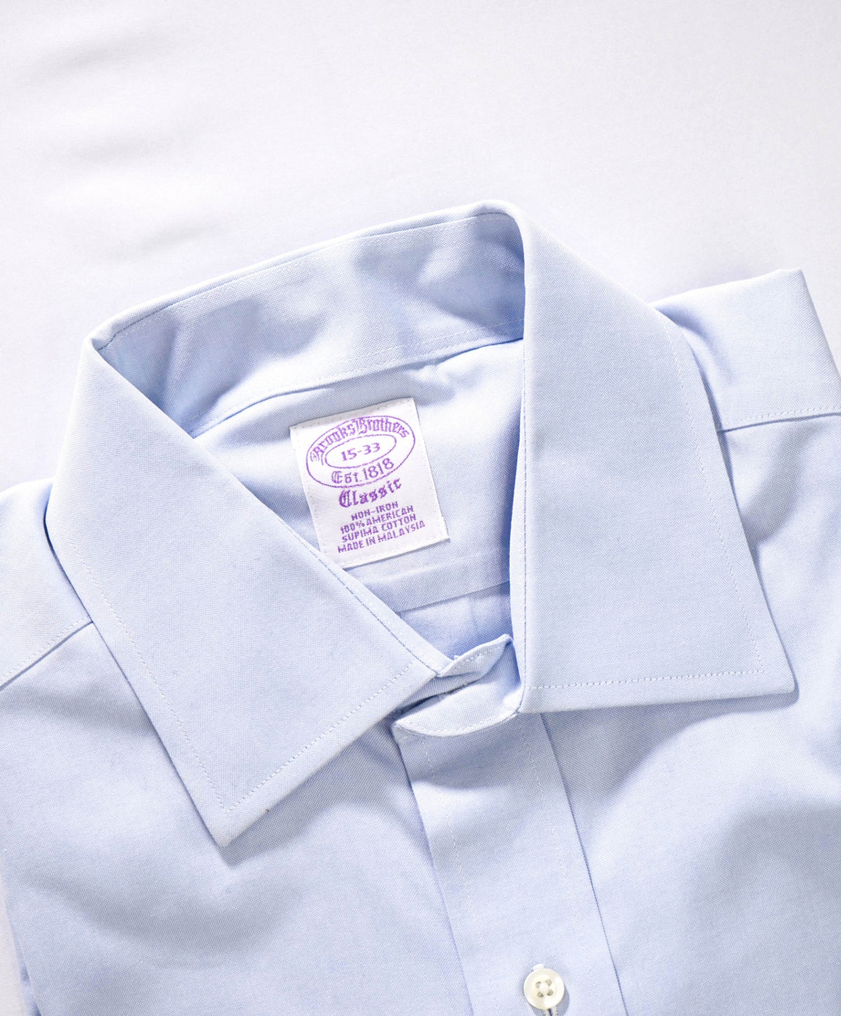 $128 BROOKS BROTHERS - Blue NON-IRON "Classic" Shirt - 15 - 33