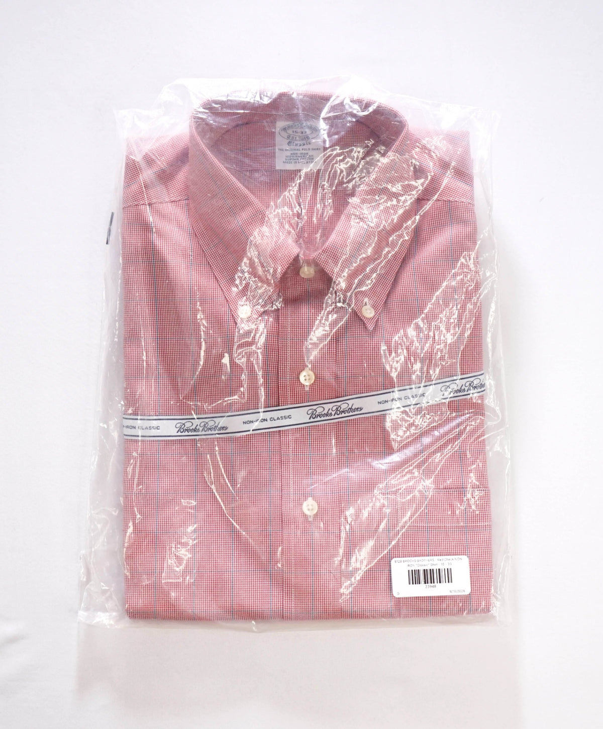 $128 BROOKS BROTHERS - Red Check NON-IRON "Classic" Shirt - 15 - 33