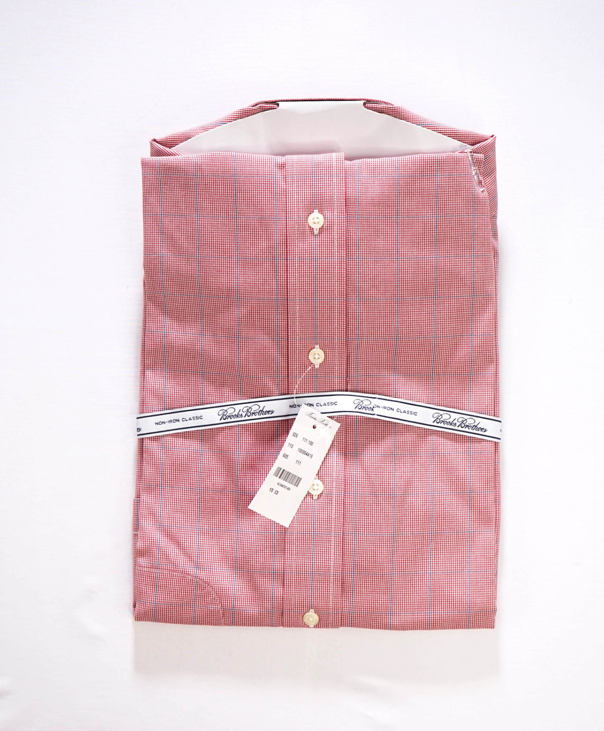 $128 BROOKS BROTHERS - Red Check NON-IRON "Classic" Shirt - 15 - 33