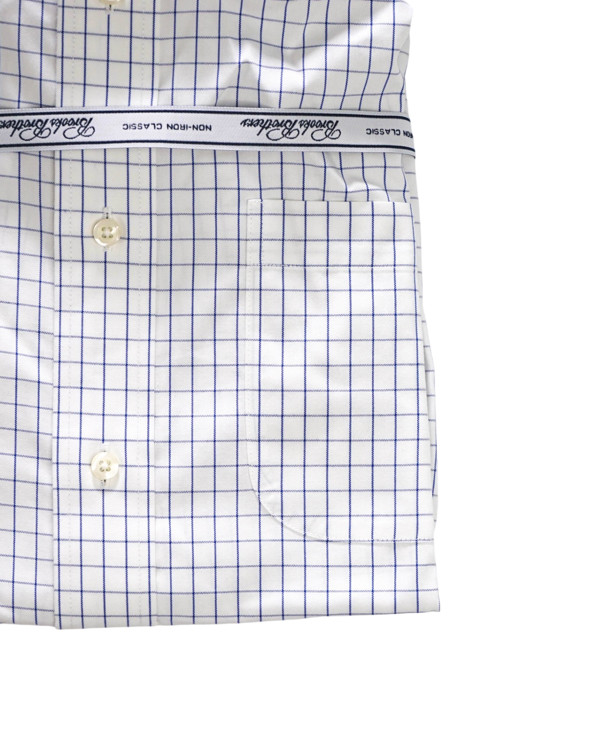 $128 BROOKS BROTHERS - Blue Check NON-IRON "Classic" Shirt - 14.5 - 34