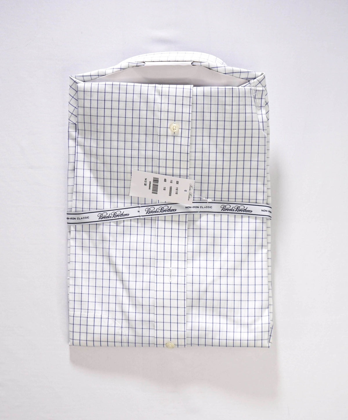 $128 BROOKS BROTHERS - Blue Check NON-IRON "Classic" Shirt - 14.5 - 32