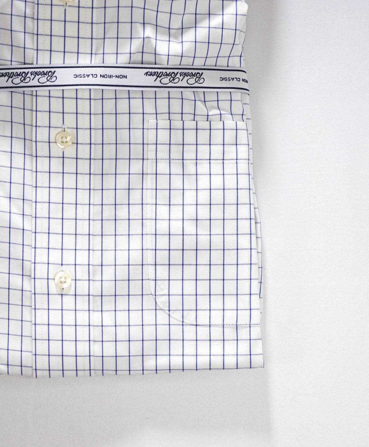 $128 BROOKS BROTHERS - Blue Check NON-IRON "Classic" Shirt - 14.5 - 34