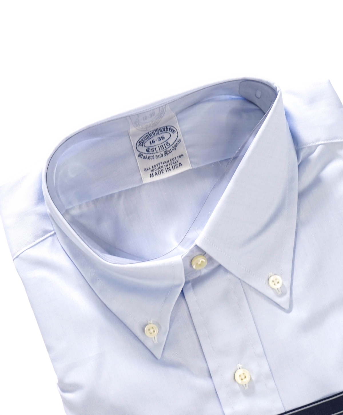 $198 BROOKS BROTHERS - Blue WOVEN IN ITALY Egyptian Cotton Shirt - 16 - 36