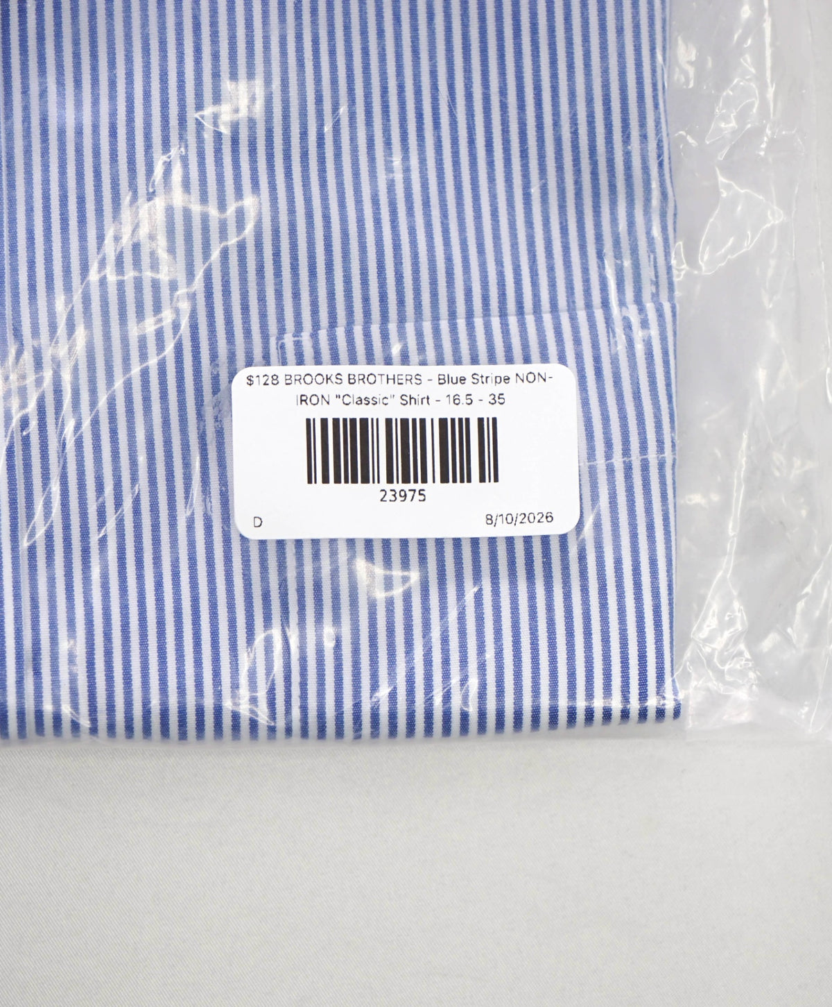 $128 BROOKS BROTHERS - Blue Stripe NON-IRON "Classic" Shirt - 16.5 - 35
