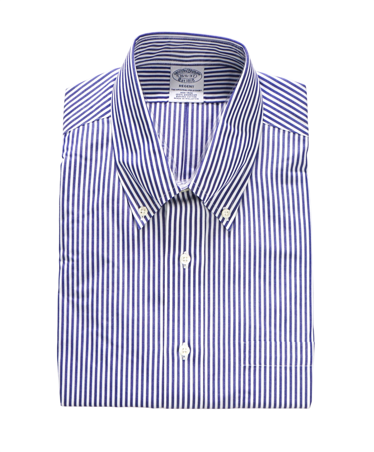 $128 BROOKS BROTHERS - Blue Stripe NON-IRON "REGENT" Shirt - 16.5 - 37
