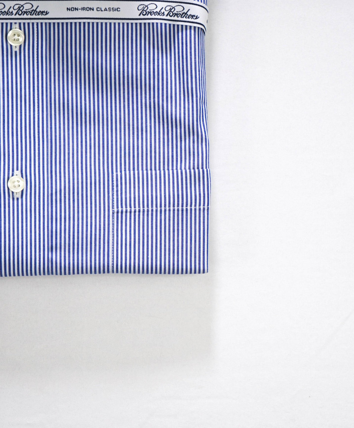 $128 BROOKS BROTHERS - Blue Stripe NON-IRON "Classic" Shirt - 16.5 - 34